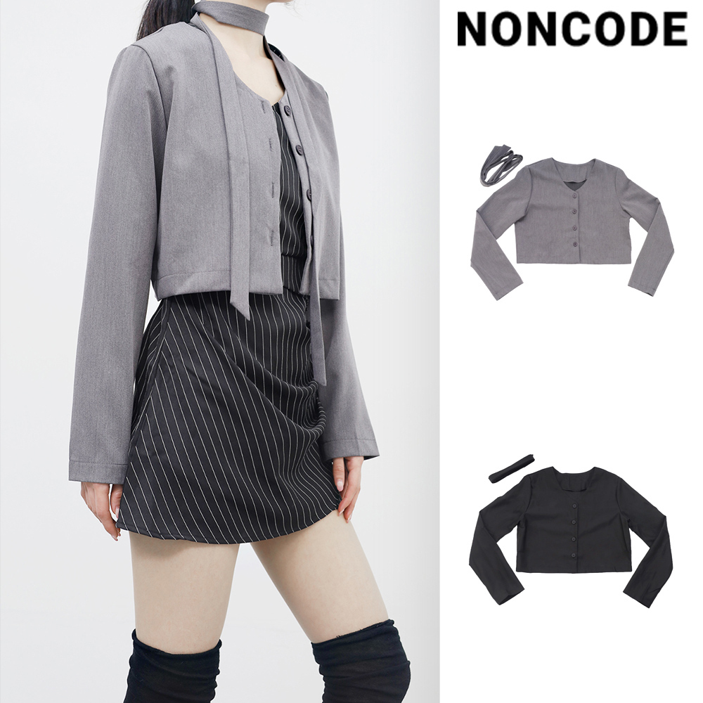 【NONCODE】Trim muffler no collar jacket