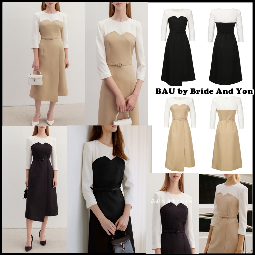 BAU by Bride And You★ラウンドネック ロングワンピース 長袖