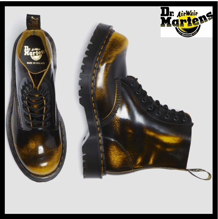 ★関税込★DR.MARTENS★MIE 1460 RUB OFF★BLACK+DMS YELLOW