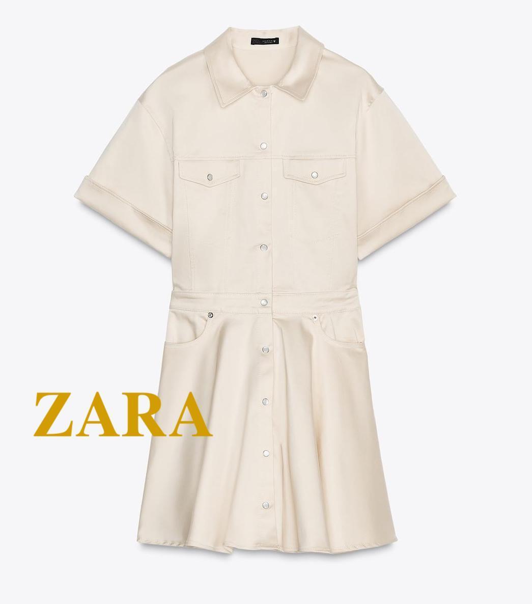 ☆ドイツ発*ZARA*新作*フレアボトムシャツワンピ/BEIGE☆