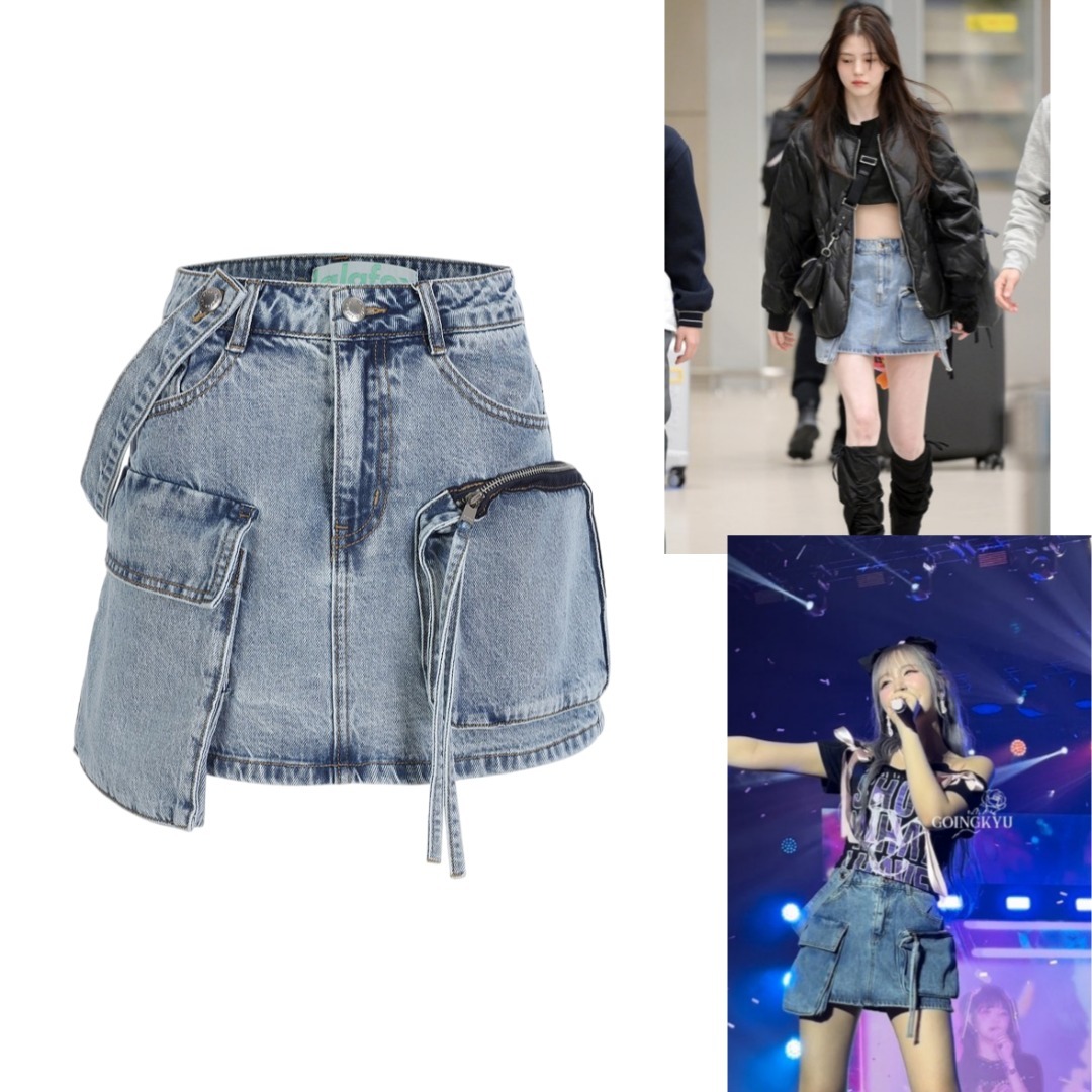 [lalafox]CARGO DENIM MINI SKIRT BLUE☆ハンソヒ アイブ 着用