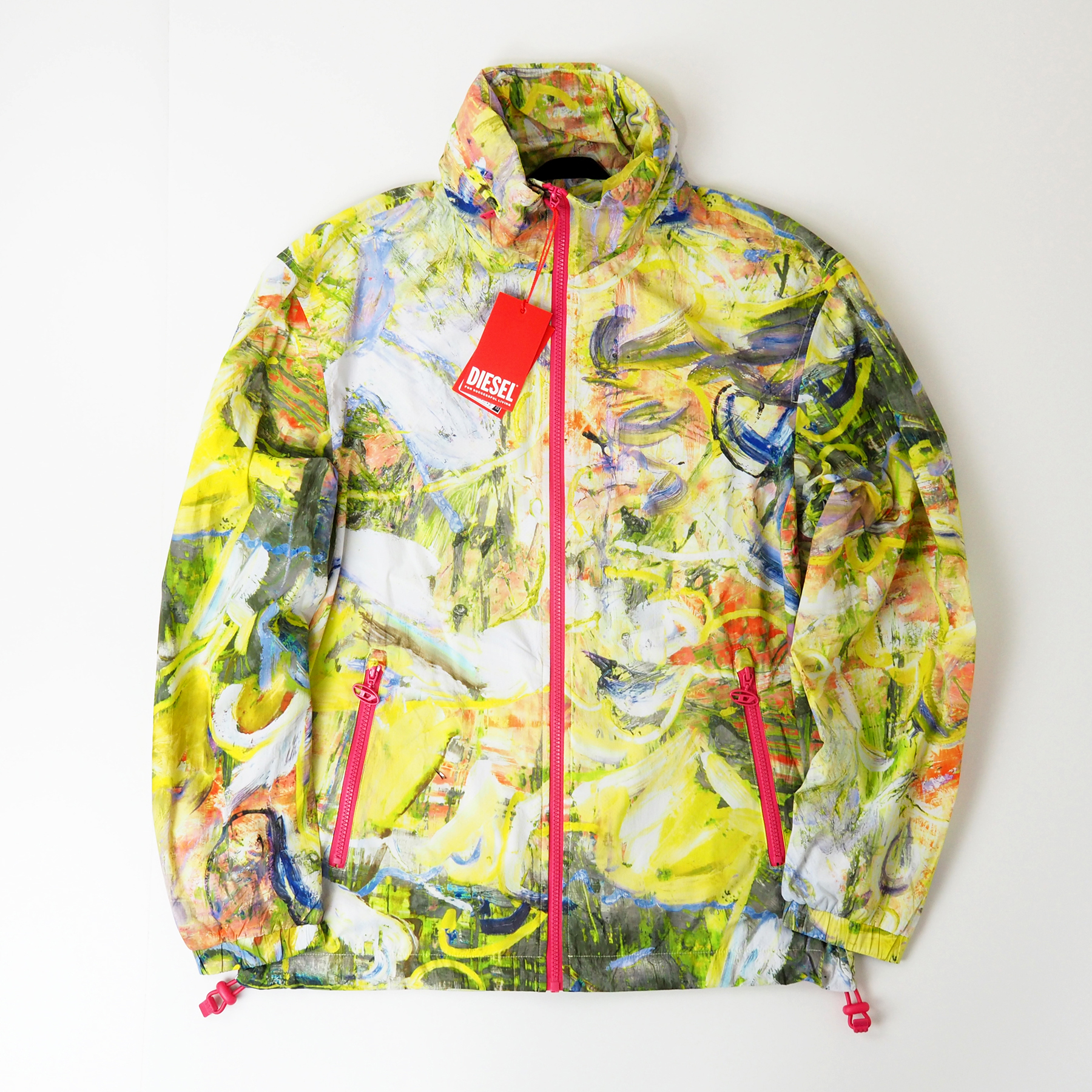 DIESEL J-WARREL-PRINT パッカブルフード ナイロン ジャケット