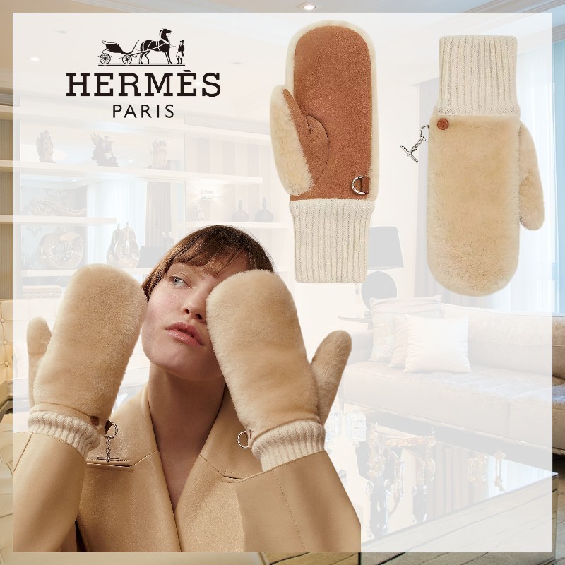 【コーデを華やかに♪】HERMES《ジャンヴィエ》ミトン 手袋