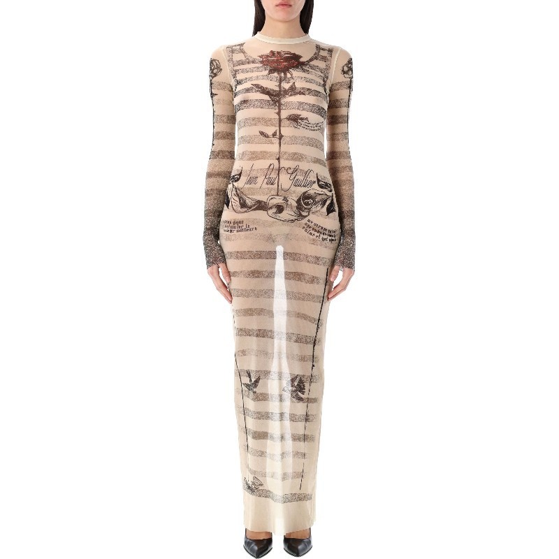 ワンピース JeanPaul GAULTIER MESH TATOO MARINIER LONG DRESS