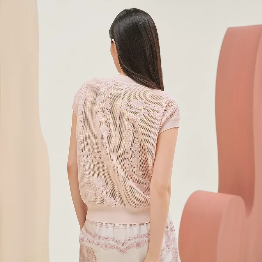 洗練されたデザイン♡【HERMES】ショートスリーブ ニット 洗練されたデザイン】HERMES メッシュニット ショートスリーブ
