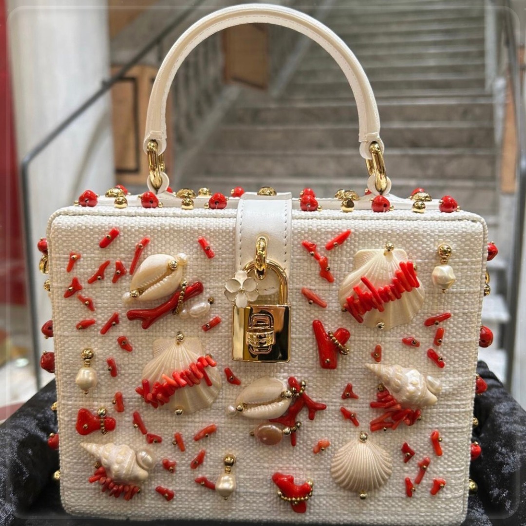 希少！【DOLCE&GABBANA】Dolce Box ハンドバッグ 2way ラフィア