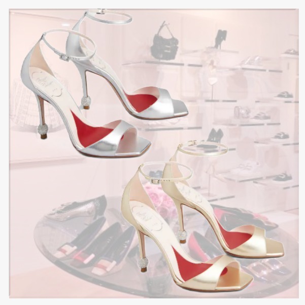 [Roger Vivier]レザーのジュエルヒールサンダル