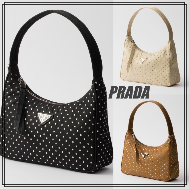 PRADA スタッズ付ミニナイロンバッグ