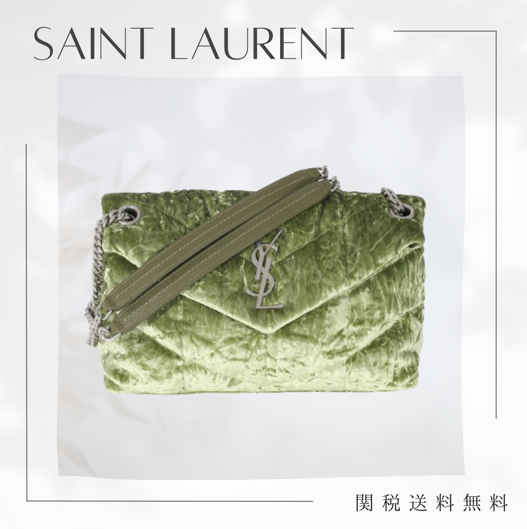 Saint Laurent ベルベット レザー ショルダーバッグ【注目商品】
