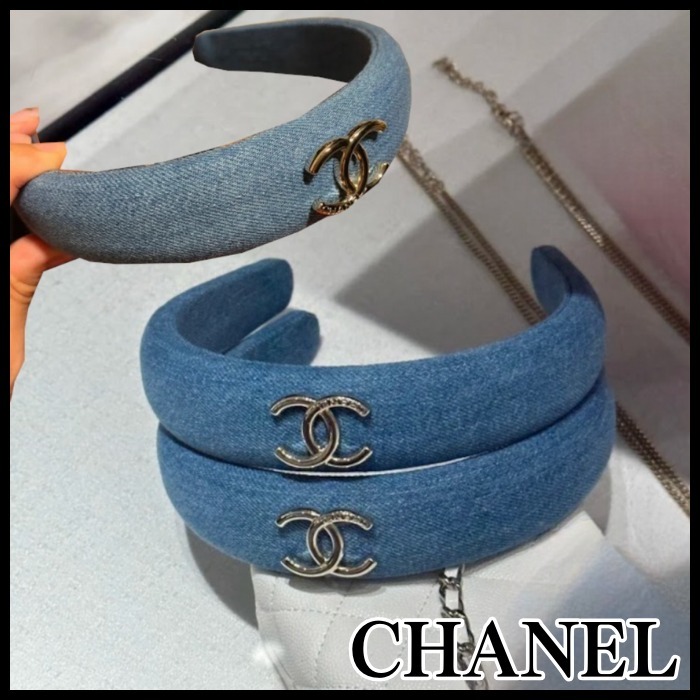 ◆デニムで可愛く◆CHANEL ヘアバンド カチューシャ ココマーク