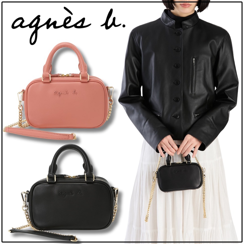 すぐ届く【agnes b. 】ギフトに 2WAY ボストン チェーン バッグ