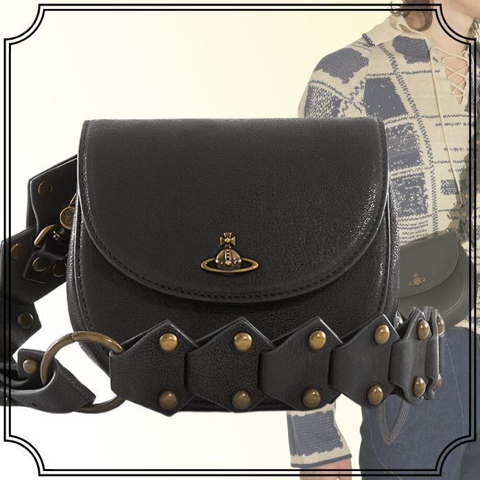 Vivienne Westwood 編み込みスタッズ 2WAYレザーサドルバッグ