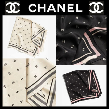 CHANEL ロゴドット柄シルクスカーフ CHANEL ドット柄 大判シルクスカーフ シャネル - メルカリ