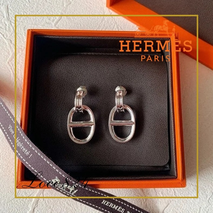 【格別の存在感】エルメス HERMES ピアス シェーヌダンクル GM