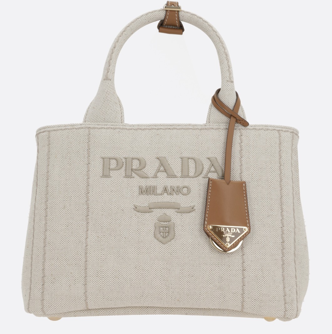 【送料関税込み】Prada リネンブレンド ミディアム ハンドバッグ