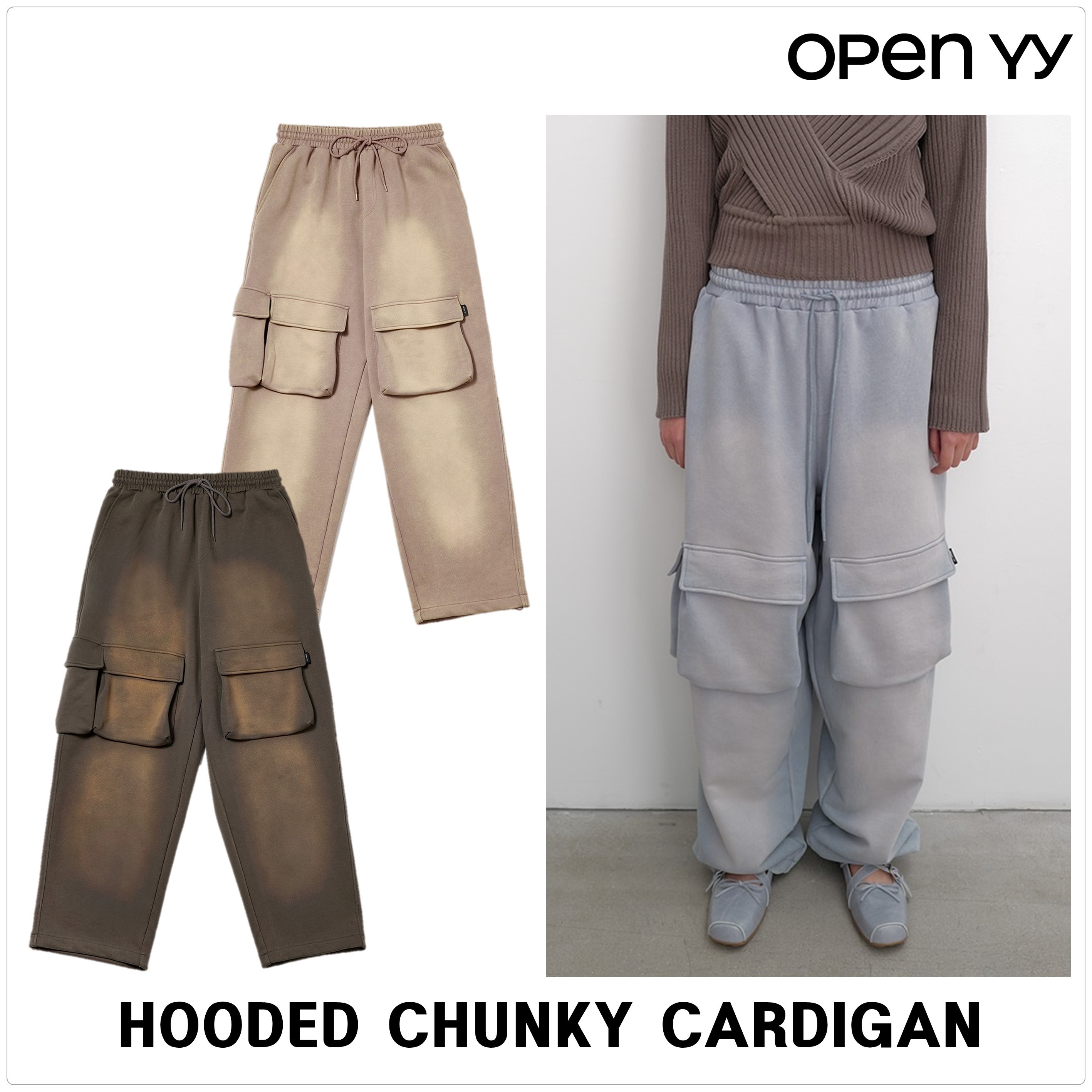 [OPEN YY] WASHED POCKET SWEAT BAGGY★新作・25SS★韓国★