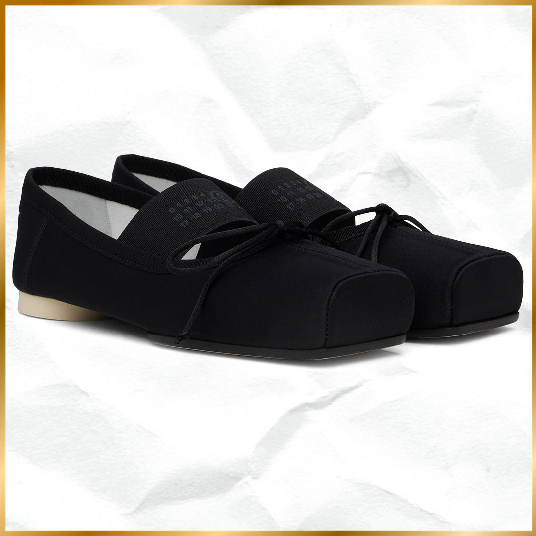 ◆MM6 Maison Margiela◆Pointe サテン ロゴ バレエシューズ