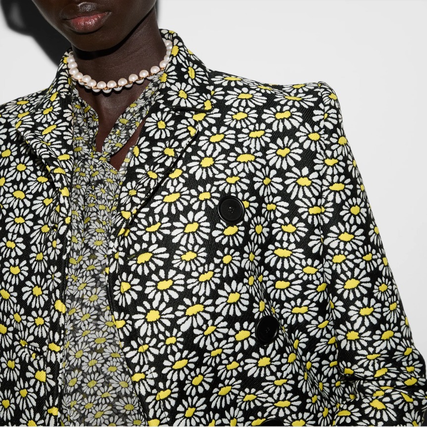 GUCCI《フローラル クレープ ダブルブレスト コート》DHL 直営店
