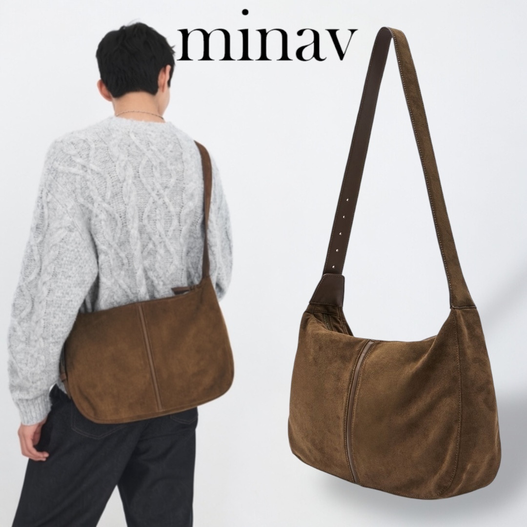 【minav】Margaret Suede Crossbag_Brown