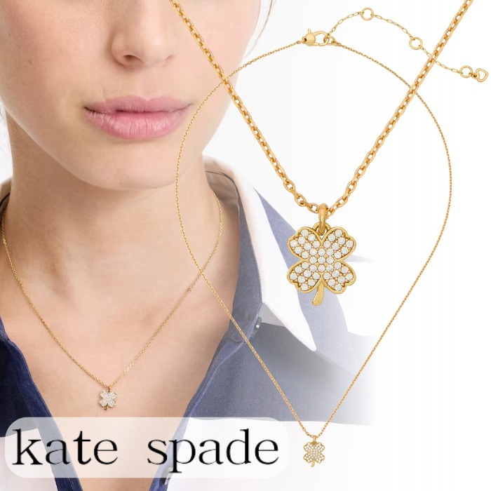 国内直営*kate spade* パヴェ クローバー ペンダント