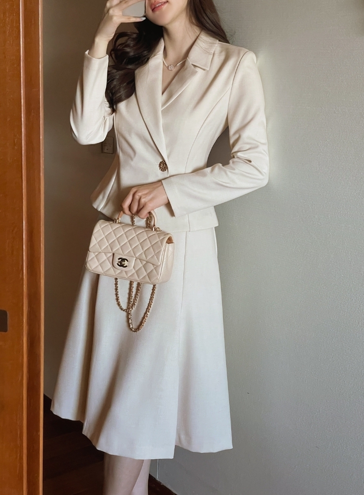 【I AM MARI】Knops Tailored Collar Flare One Piece