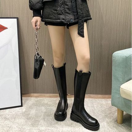 ロングブーツ サイドゴアブーツ 裏ボア ヒール高5cm 厚底 b5496