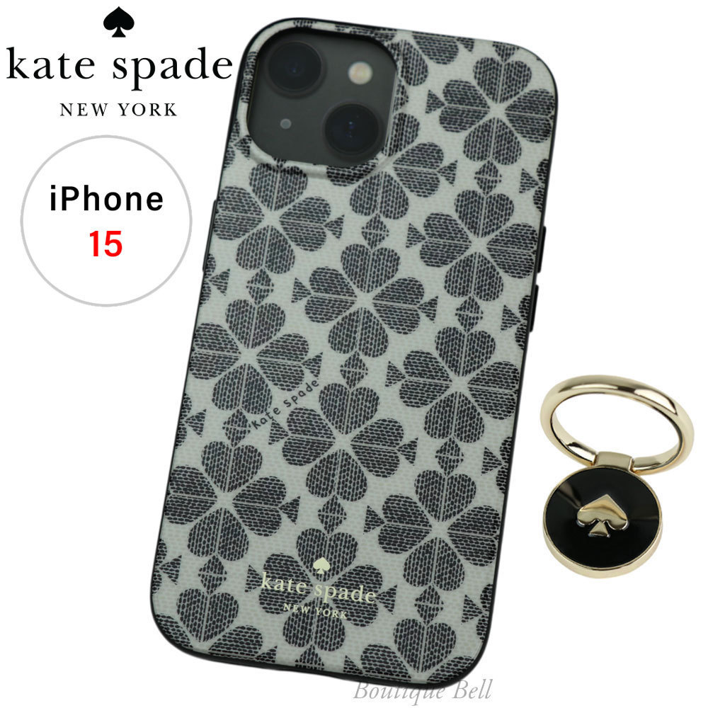 国内即発！ケイトスペード スペードフラワー iPhone15ケース BK