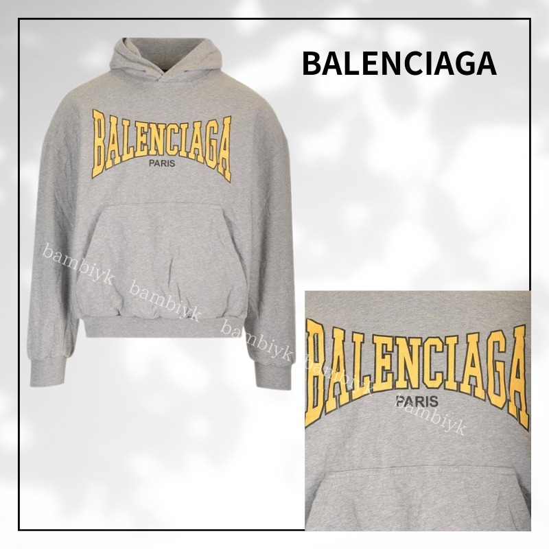 国内発送【BALENCIAGA】カレッジロゴ スウェットフードパーカー