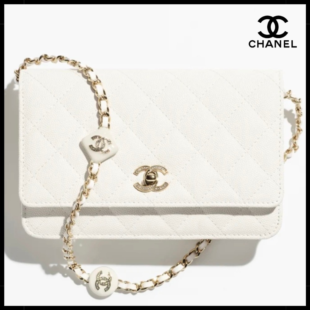 【チェーンが可愛い♪】CHANEL ウォレット バッグ ホワイト 25P