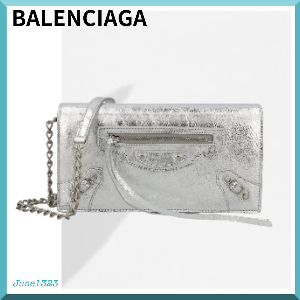 国内配送【BALENCIAGA】 メタリック クロスボディバッグ