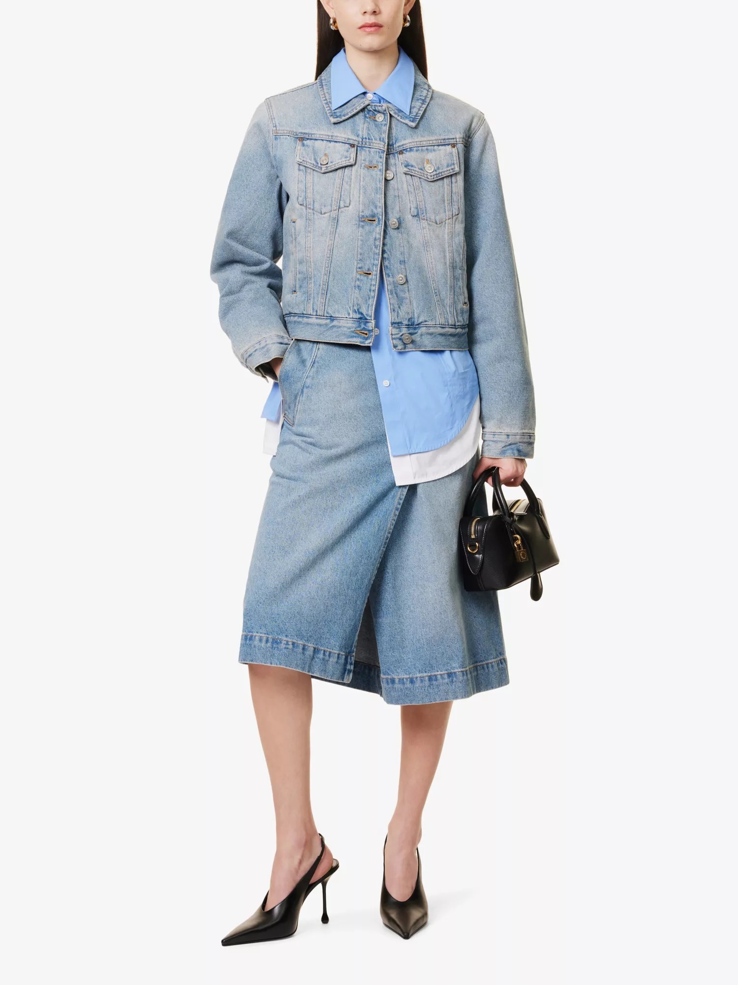 【大人気】Victoria Beckham ラップディテール デニムスカート 関税込>Victoria Beckham*ラップディテール デニムスカート