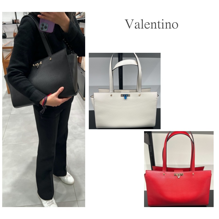 関税込★Valentino★スタッズ付グレインカーフ ラージトート