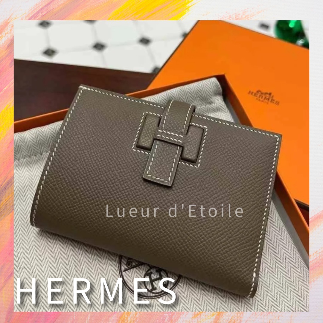 【どんな装いにも】HERMESパッサン コンパクトウォレットEtoupe