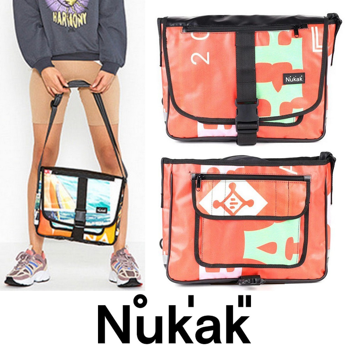 SALE◆Nukak【Frodo M】カラフル限定柄メッセンジャーバッグ◆RD