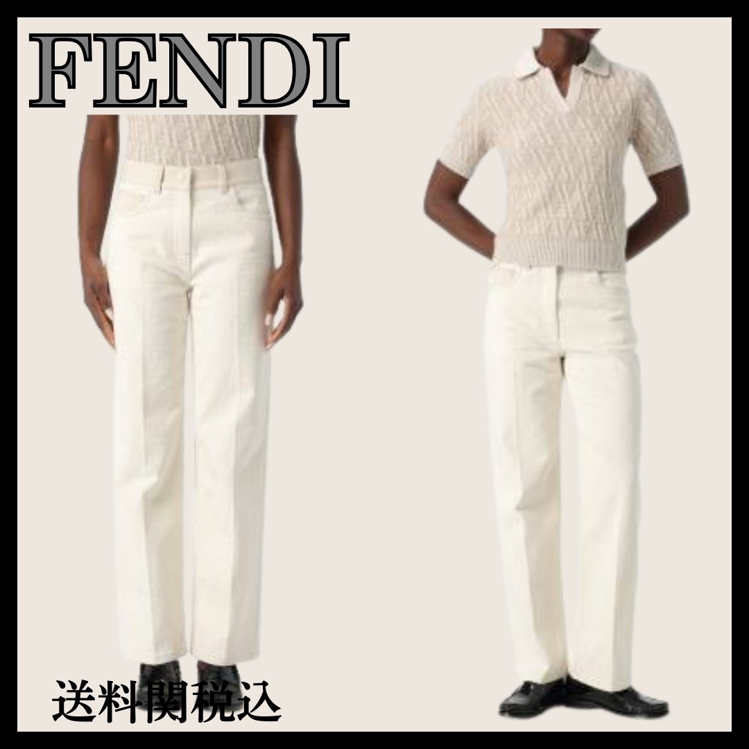 【国内発送】FENDI ホワイトFFデニム パンツ