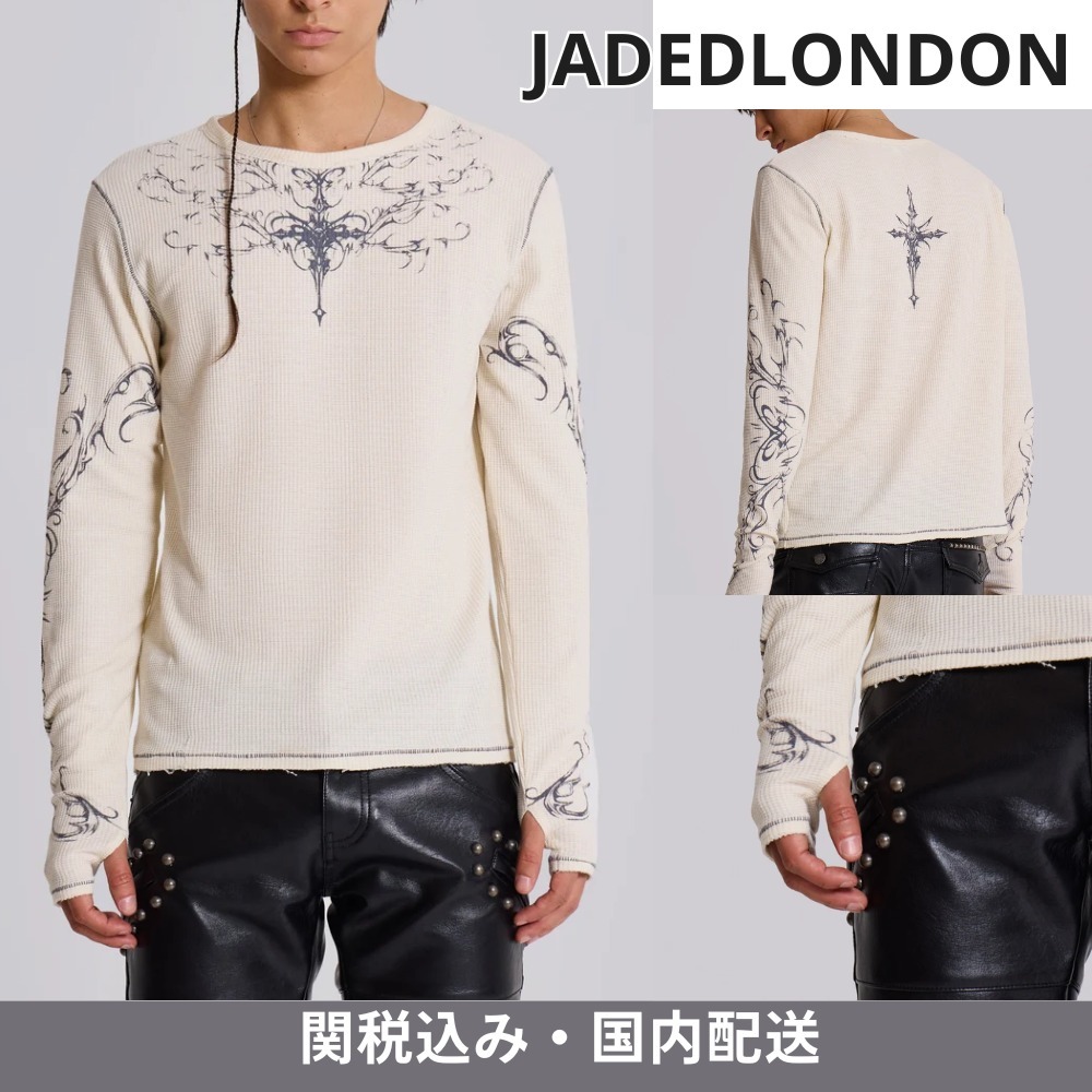 【JADED LONDON】Ines Waffle White Long Sleeve Top 関税送料込