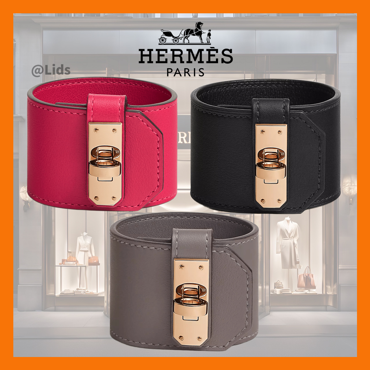 【上質漂う】HERMES レザーブレスレット 《ケリー・ツイスト》GM
