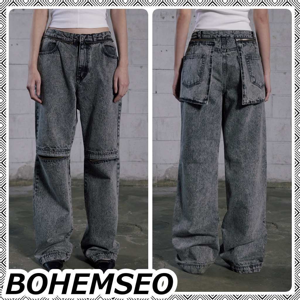 【BOHEMIAN SEOUL】[25SS] KNEE SLIT 2WAY SKIRT JEANS (GRAY)