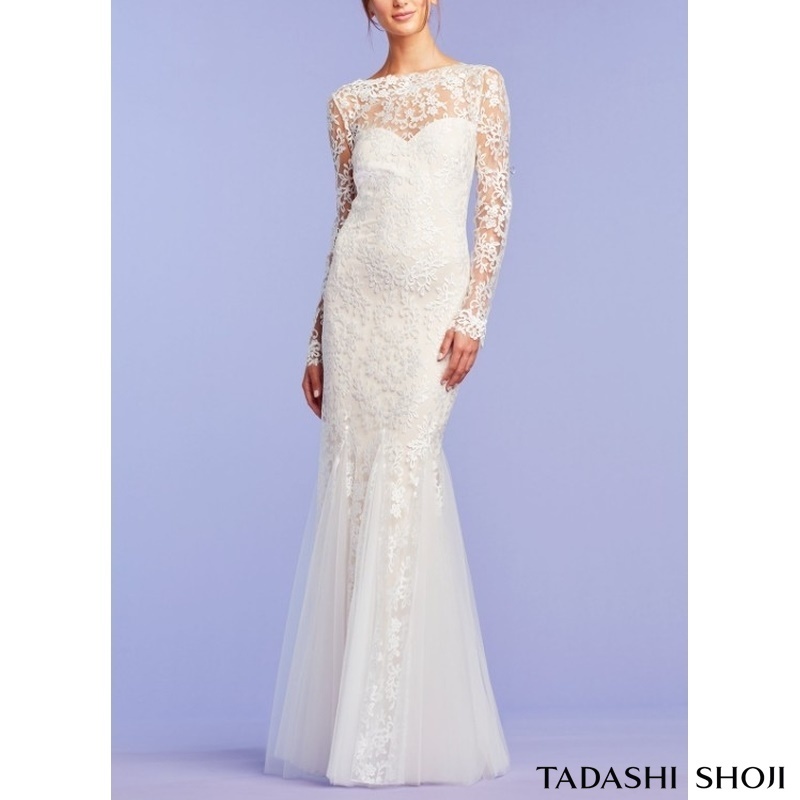 TADASHISHOJI SALE エンブロイダレース長袖ロングドレス