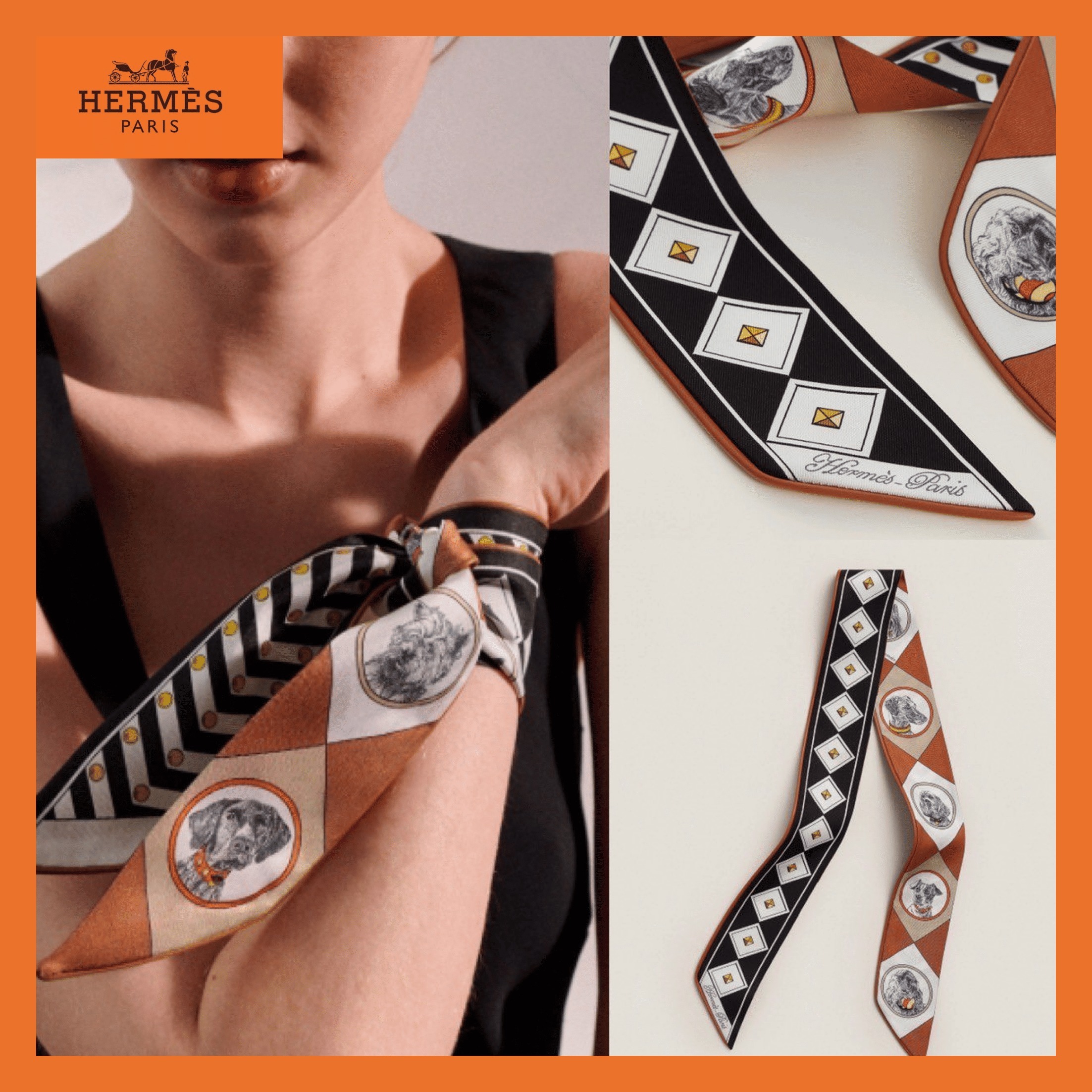 華やかで上品【HERMES】Colliers et Chiens ツイリー 首輪と犬