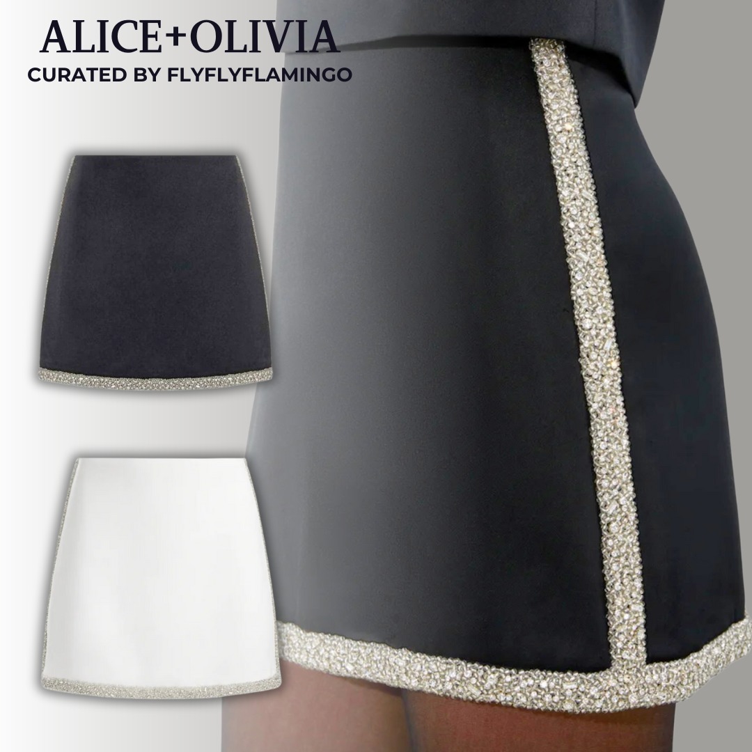 【Alice+Olivia】RILEY ビーズ スパークル Aライン ミニスカート