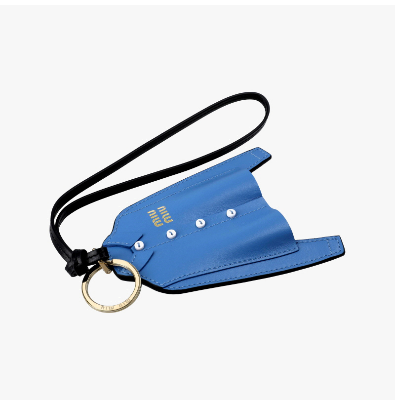 《MIU MIU》 ポプリンシャツ 革 トリック キーリング