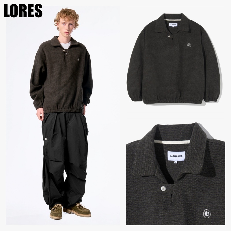 ★LORES★ Herringbone Collar Pullover Brown