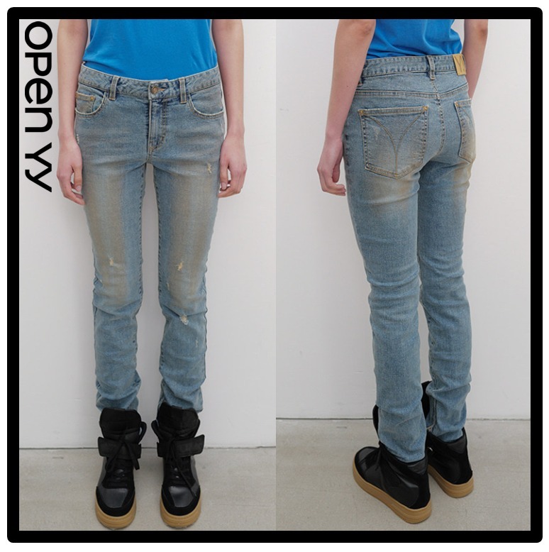 ★送料・関税込★関税込★OPEN YY★ZIP SLIT SKINNY JEANS★