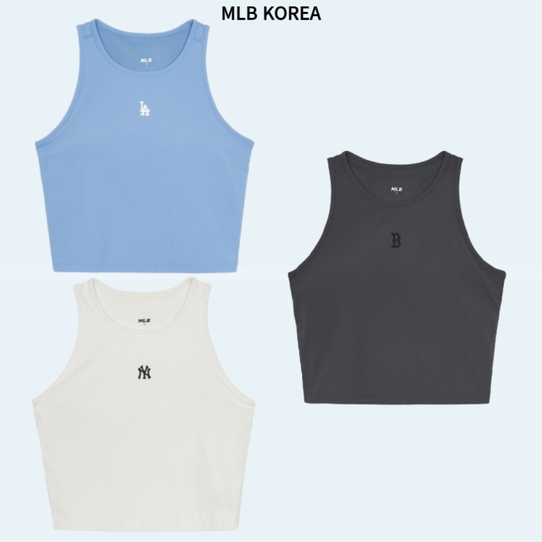 MLB■(W)Basic Small Logo Ribbed Crop Top★送料込