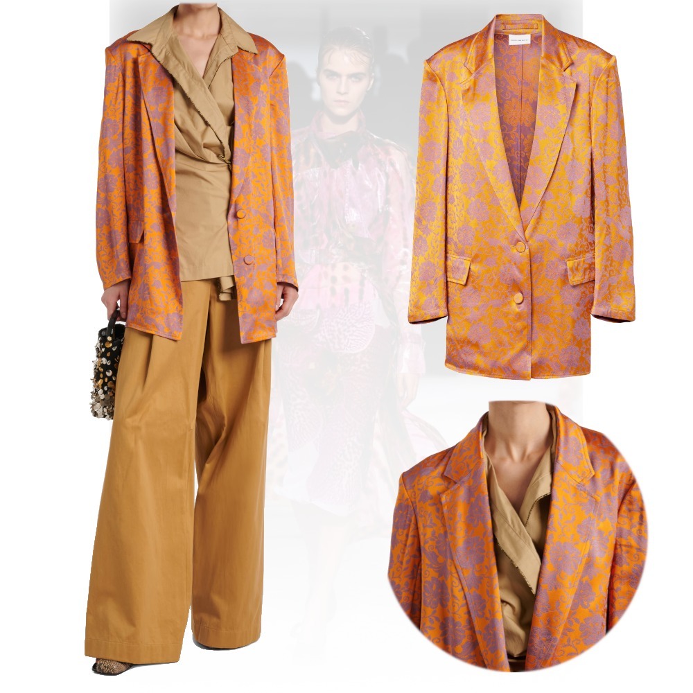【DRIES VAN NOTEN】Floral jacquard blazer ブレザー オレンジ