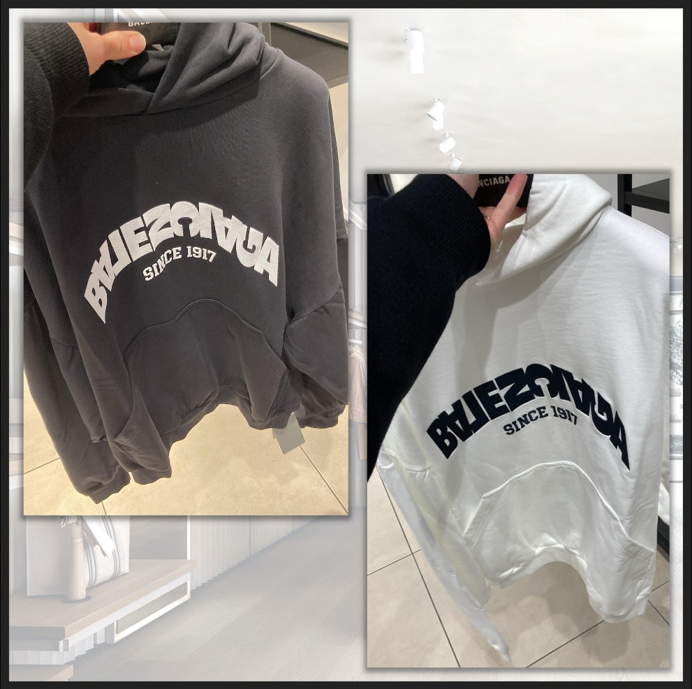 直営店☆BALENCIAGA☆ Round Hoodie ロゴ パーカー/ 2カラー