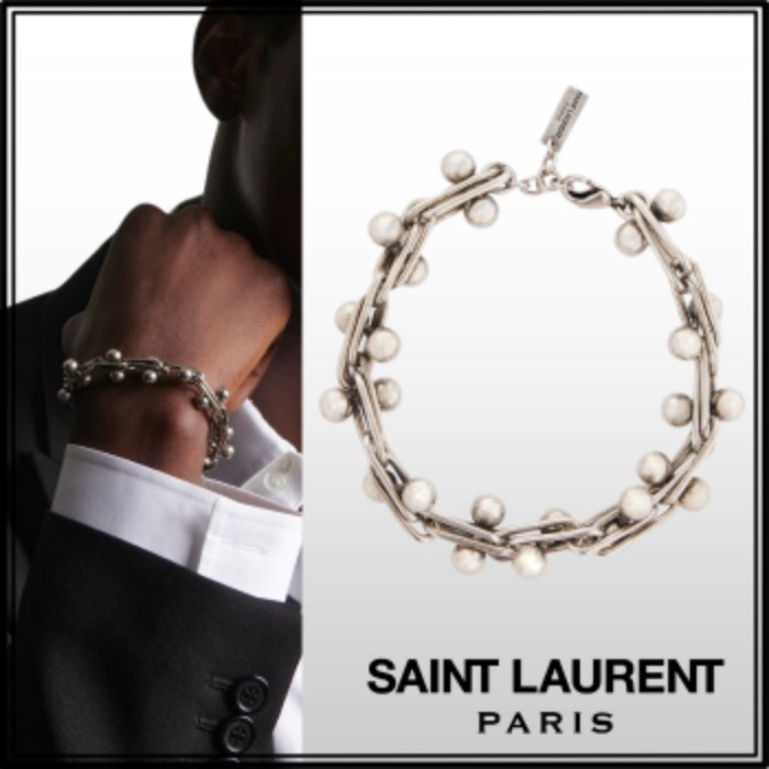 国内発送【Saint Laurent】ベルチャーム ブレスレット シルバー