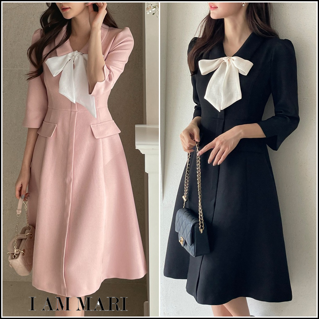 【I AM MARI アイアムマリ】Chloy Tweed Tie ワンピース