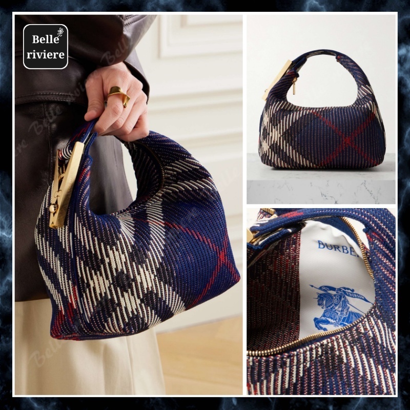 24AW new/Burberry リブ編みジャカードニットトート Bag Blue